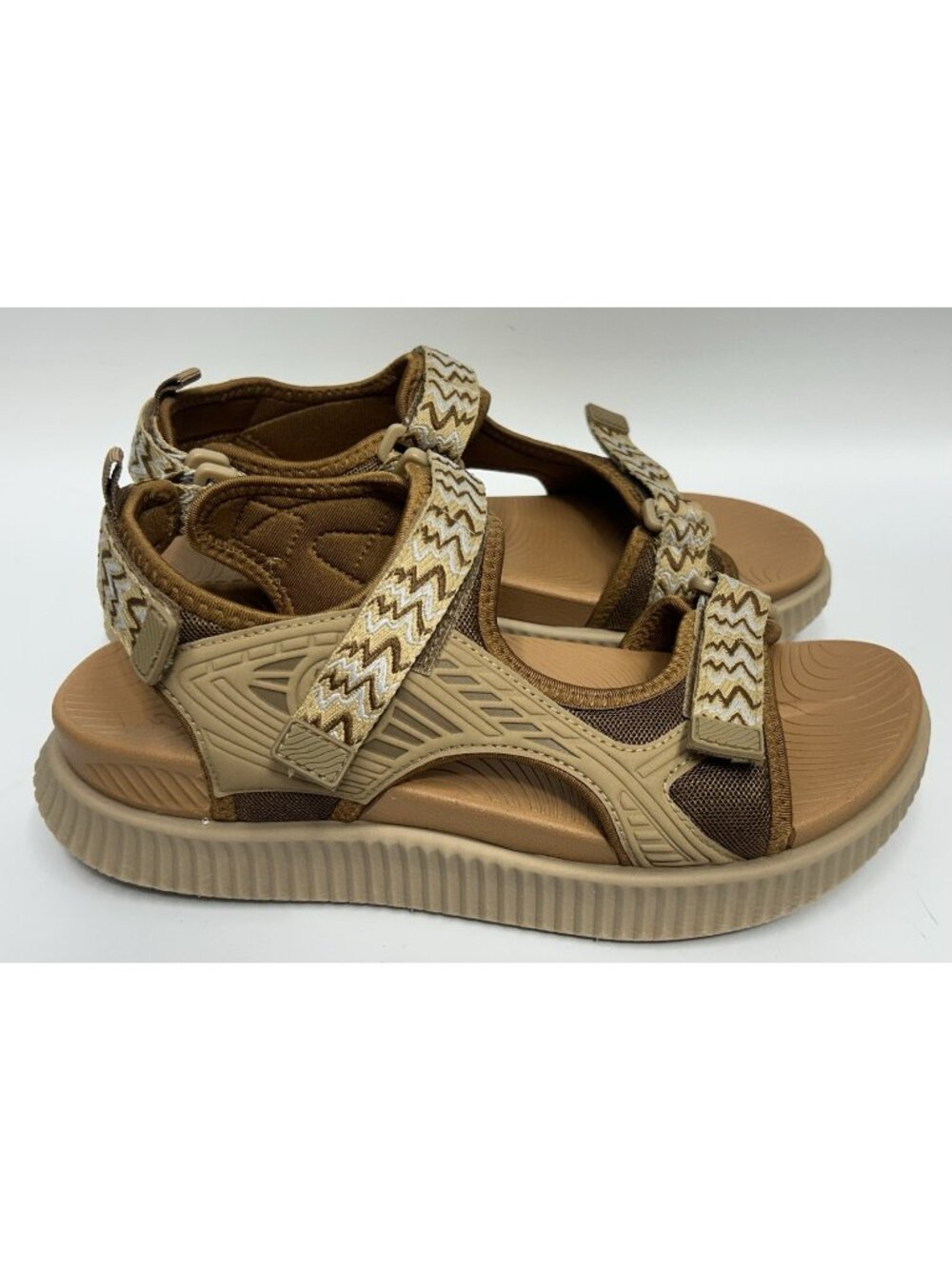 KuaiLu Orthopedic Walking Sandals Womens Size 10 Beige Tan Adjustable Supportive
